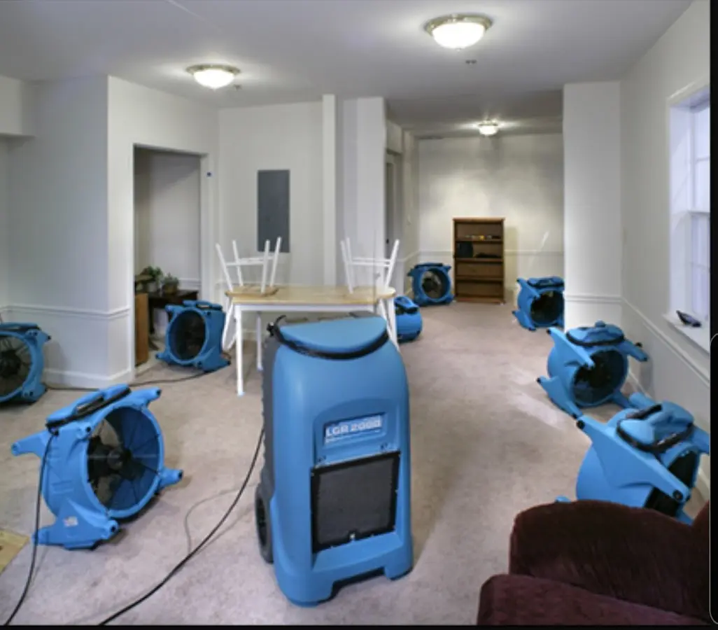 Air movers and dehumidifier setup for Water Extraction & Removal in West Chester