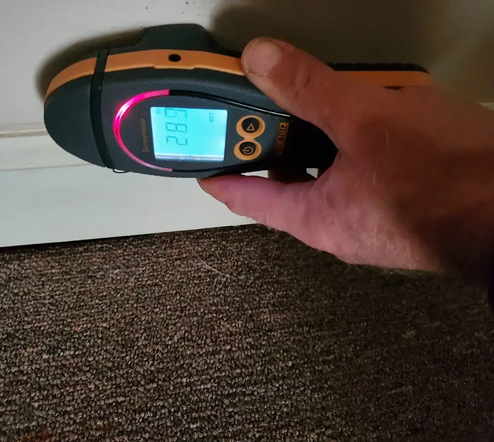 Moisture detection at baseboard during Sewage Cleanup & Sanitation in West Chester
